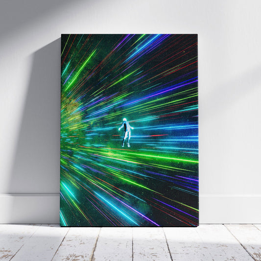Lights Flying in Space - Framed Canvas Wall Art Print - House Prints