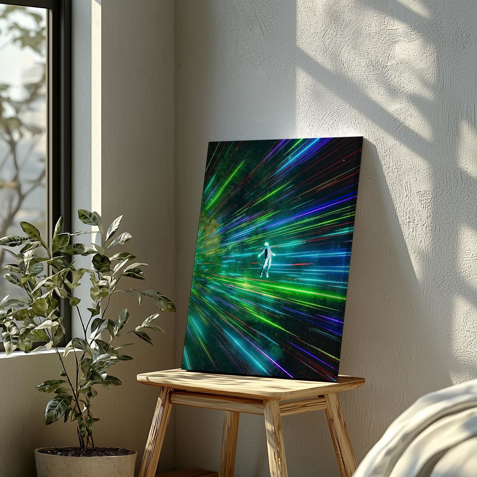 Lights Flying in Space - Framed Canvas Wall Art Print - House Prints