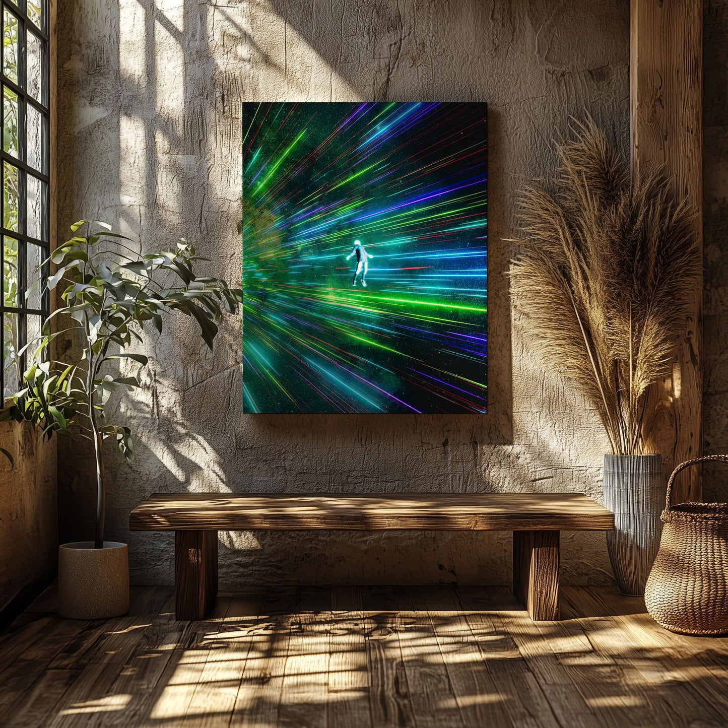 Lights Flying in Space - Framed Canvas Wall Art Print - House Prints