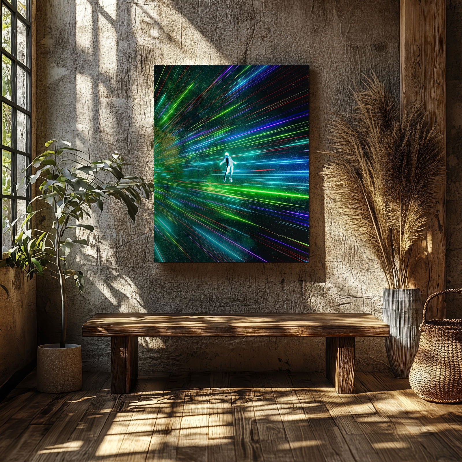 Lights Flying in Space - Framed Canvas Wall Art Print - House Prints