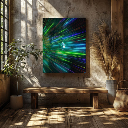 Lights Flying in Space - Framed Canvas Wall Art Print - House Prints