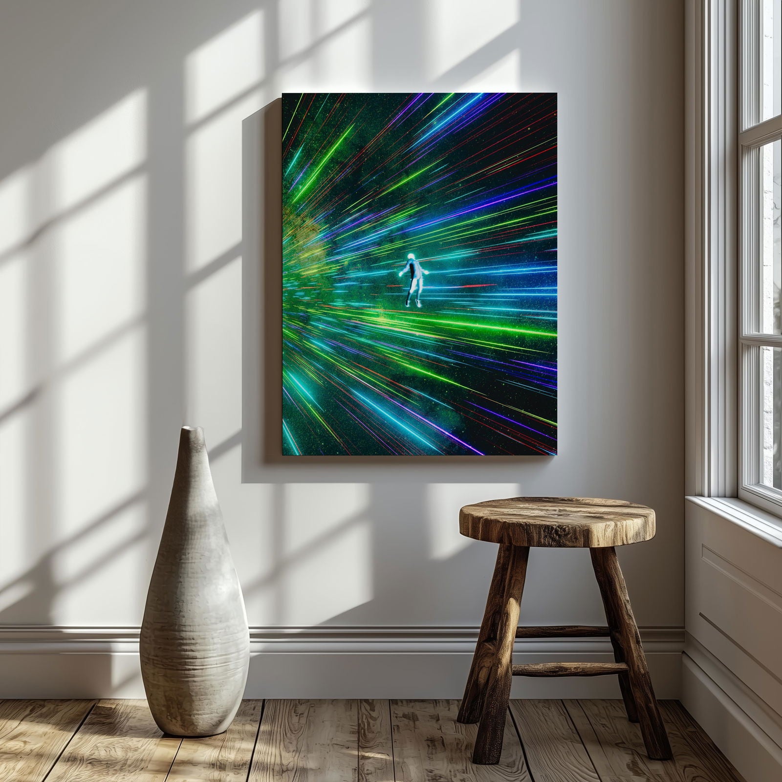 Lights Flying in Space - Framed Canvas Wall Art Print - House Prints