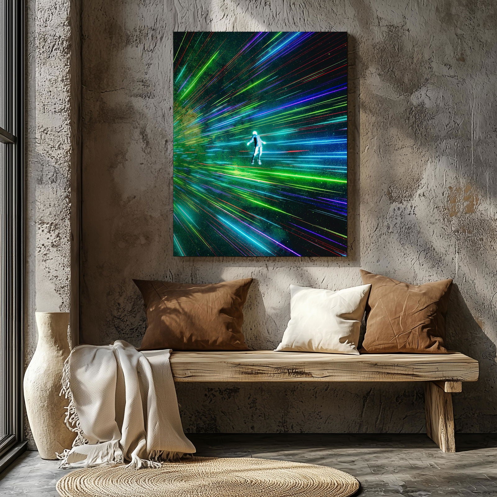 Lights Flying in Space - Framed Canvas Wall Art Print - House Prints