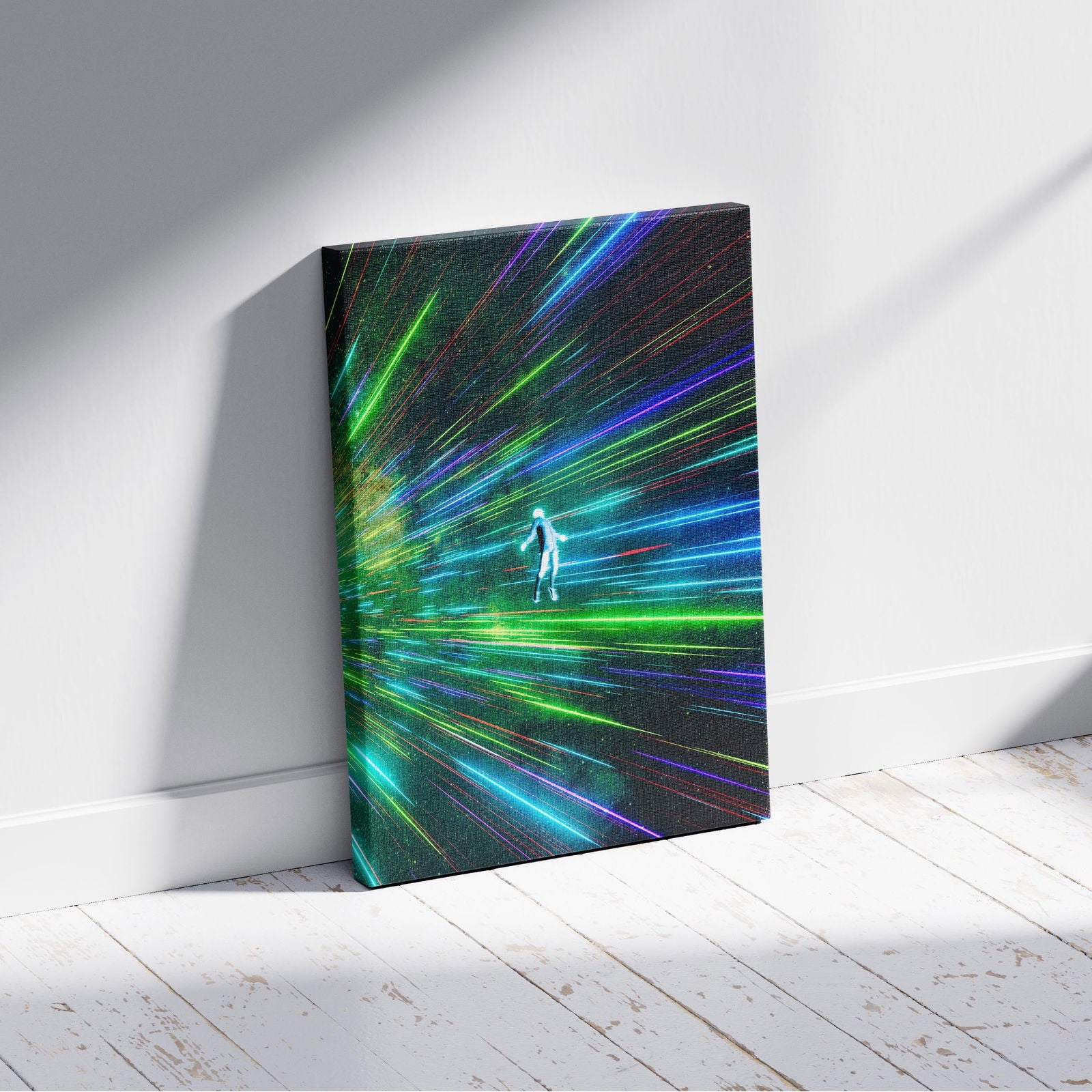Lights Flying in Space - Framed Canvas Wall Art Print - House Prints