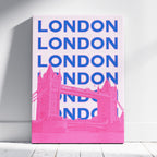 Pink London UK City World Travel Art - Framed Canvas Wall Art Print
