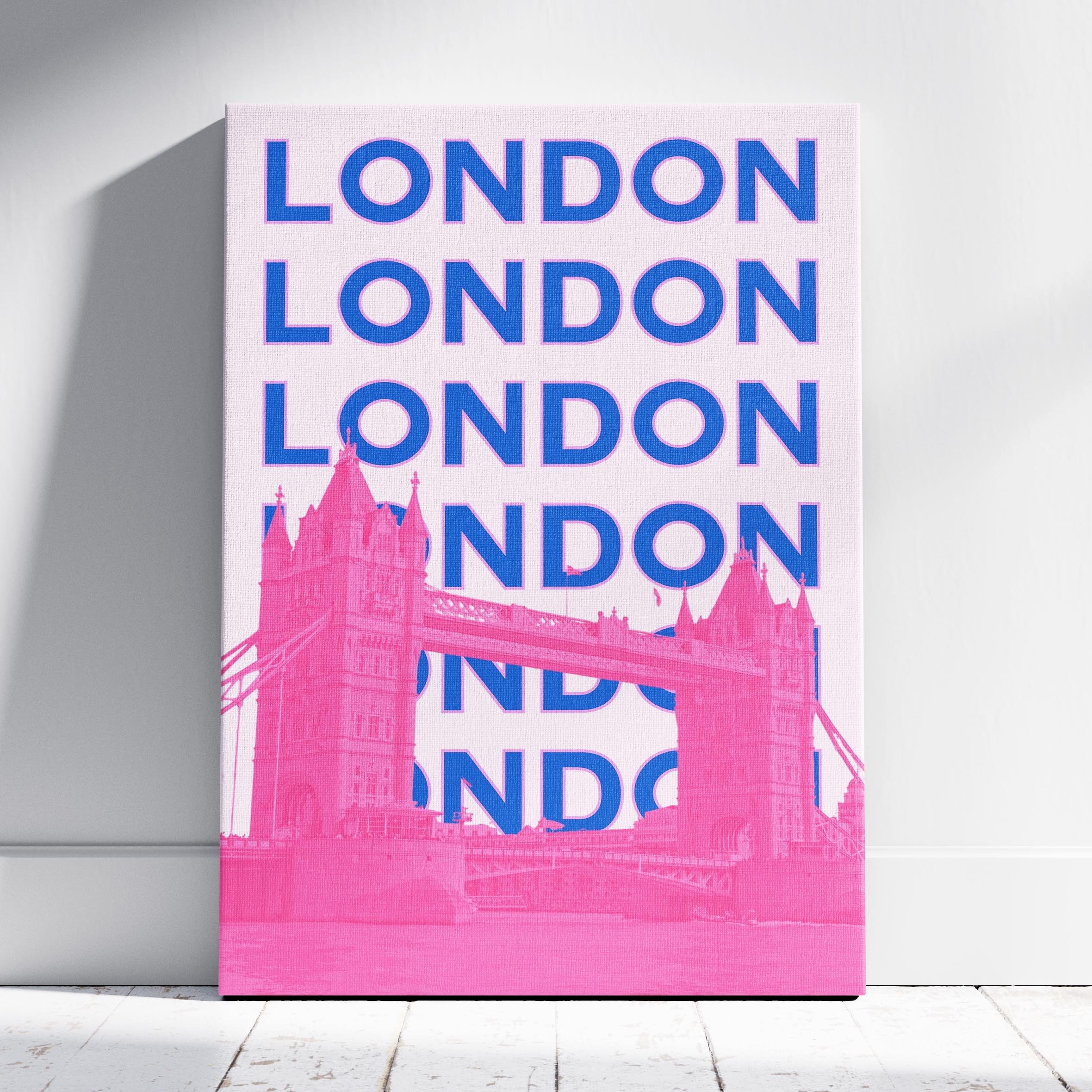 Pink London UK City World Travel Art - Framed Canvas Wall Art Print