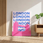 Pink London UK City World Travel Art - Framed Canvas Wall Art Print