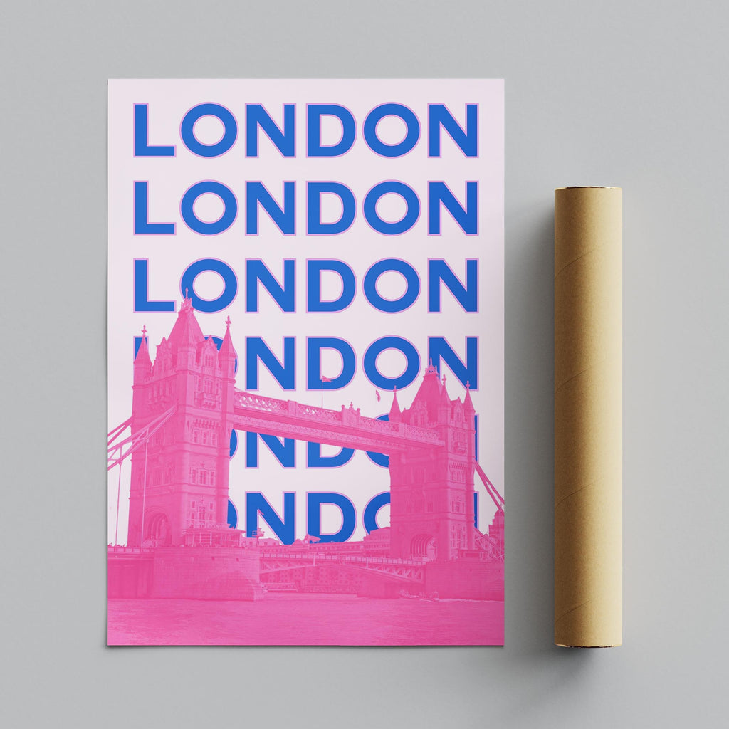 Pink London UK City World Travel Art - Rolled Poster Wall Art Print