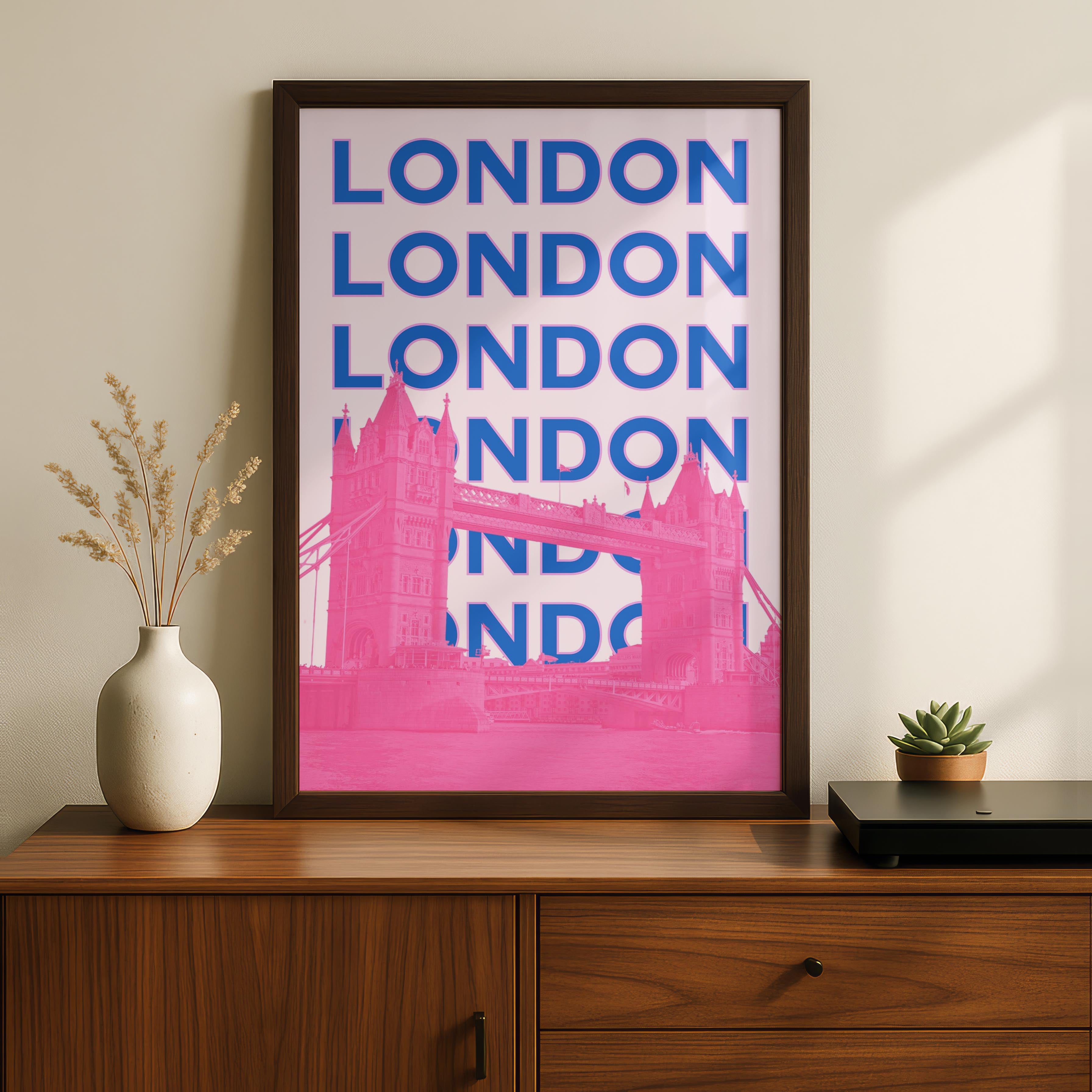 Pink London UK City World Travel Art - Rolled Poster Wall Art Print