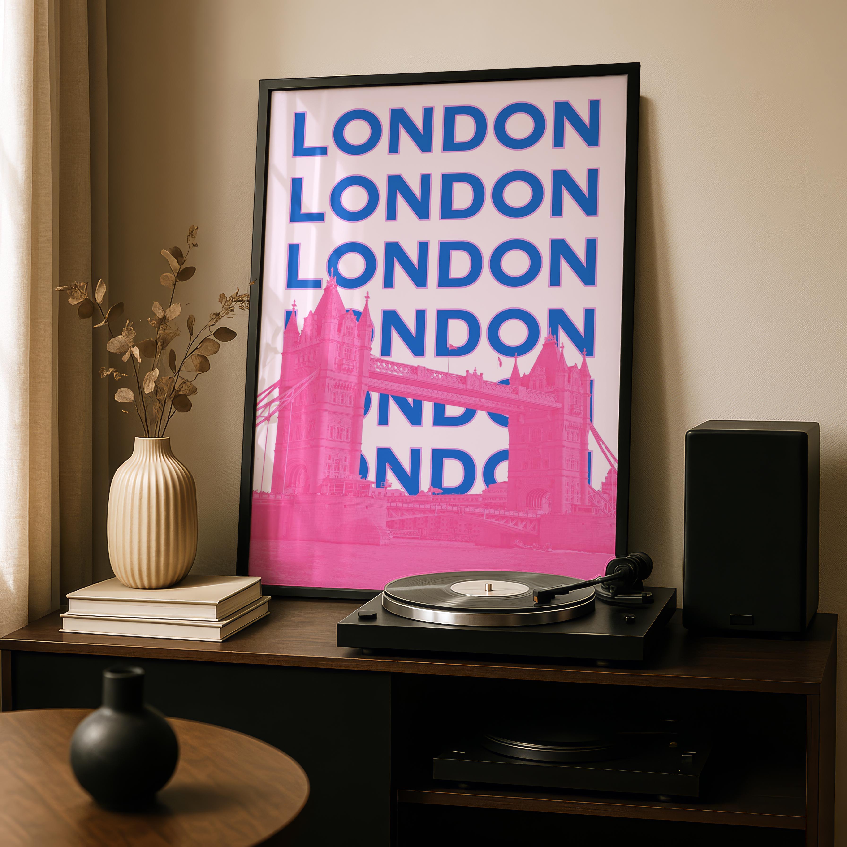 Pink London UK City World Travel Art - Rolled Poster Wall Art Print
