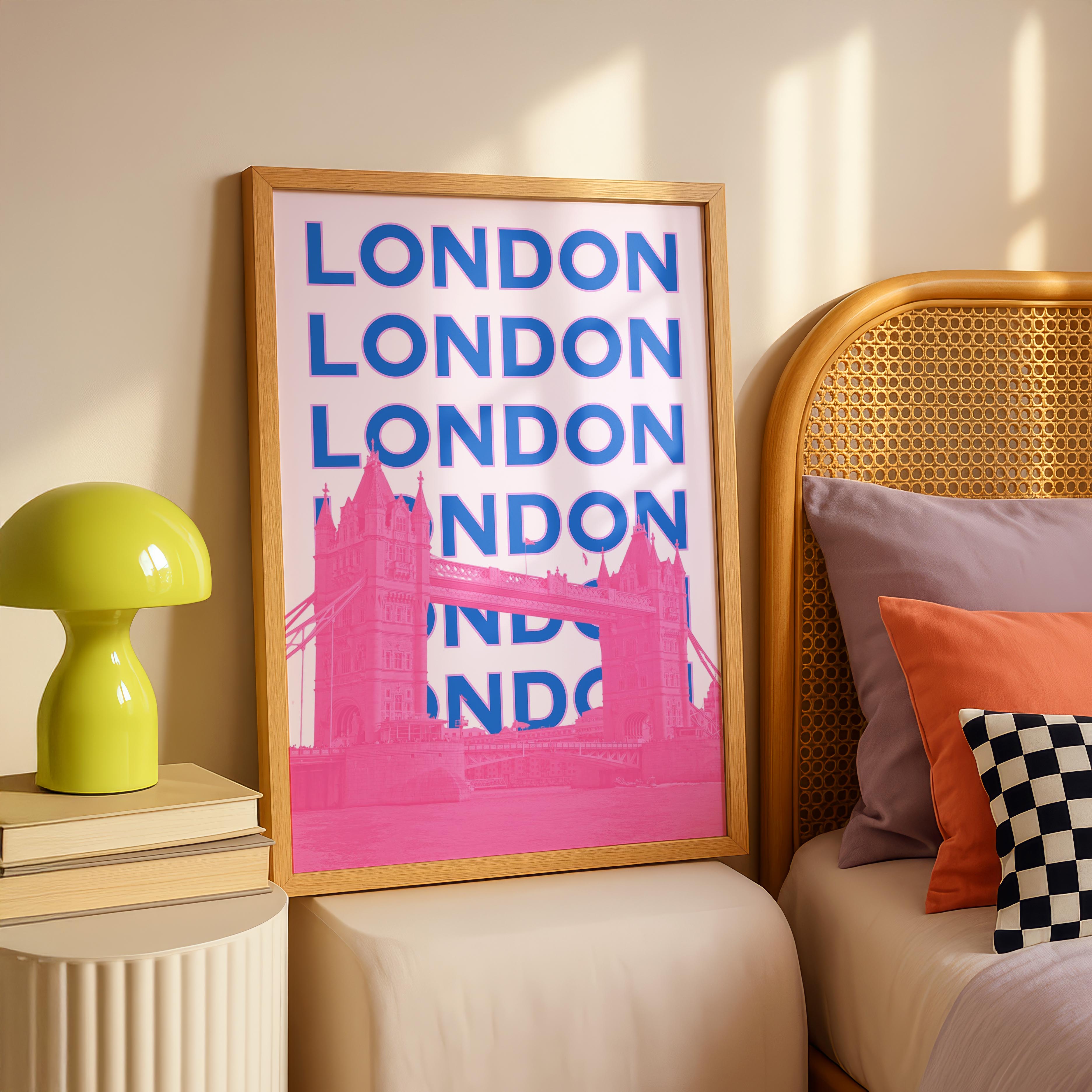 Pink London UK City World Travel Art - Rolled Poster Wall Art Print