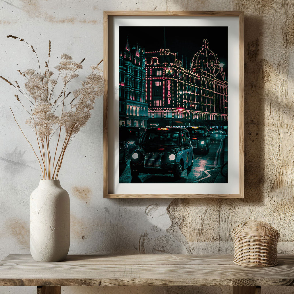 London City Shopping at Christmas Time - Rolled Poster Wall Art Print | House Prints
