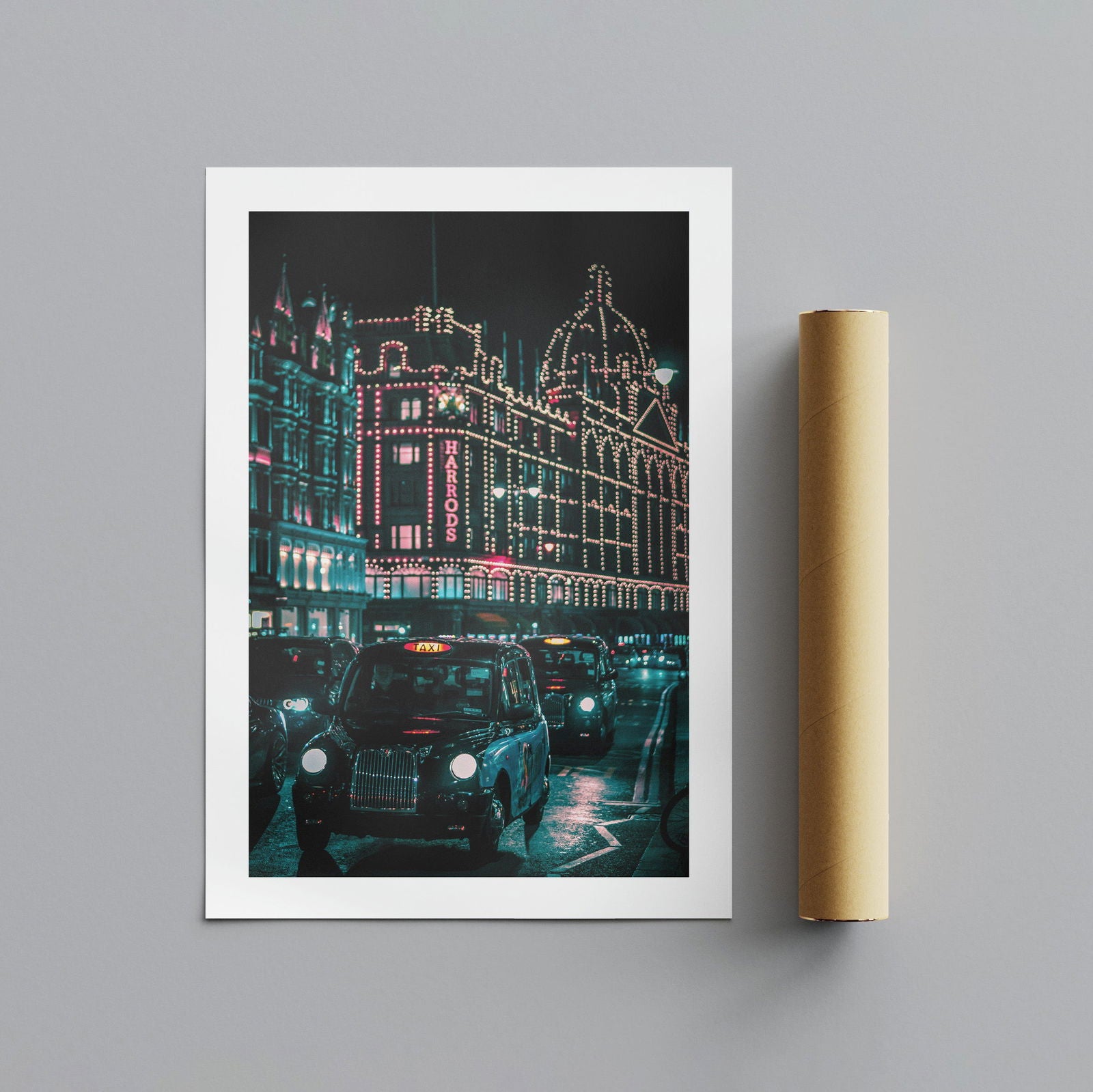 London City Shopping at Christmas Time - Rolled Poster Wall Art Print | House Prints