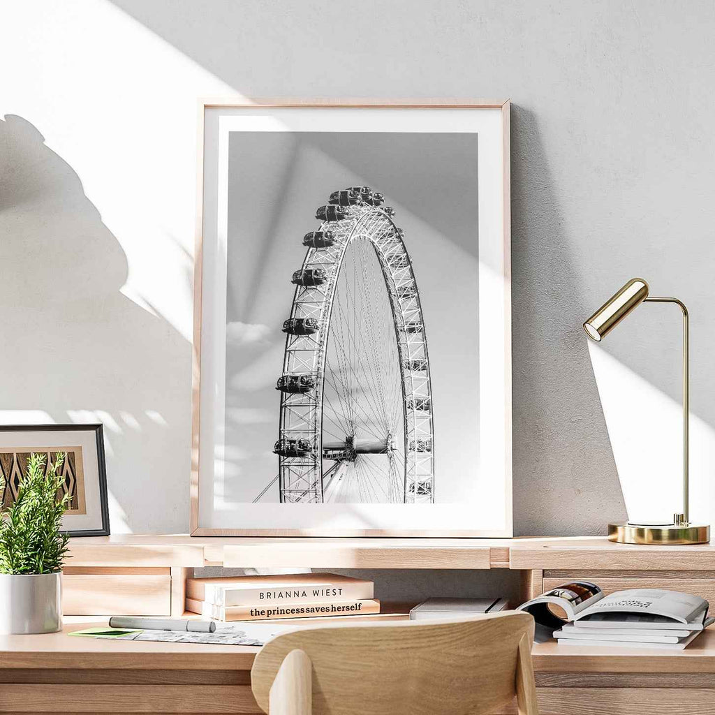London Eye Monochrome Travel - Rolled Poster Wall Art Print | House Prints