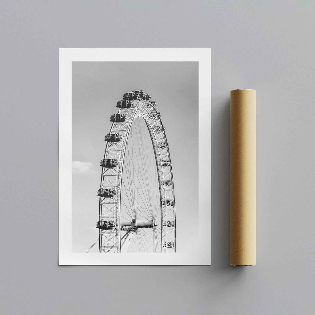 London Eye Monochrome Travel - Rolled Poster Wall Art Print | House Prints