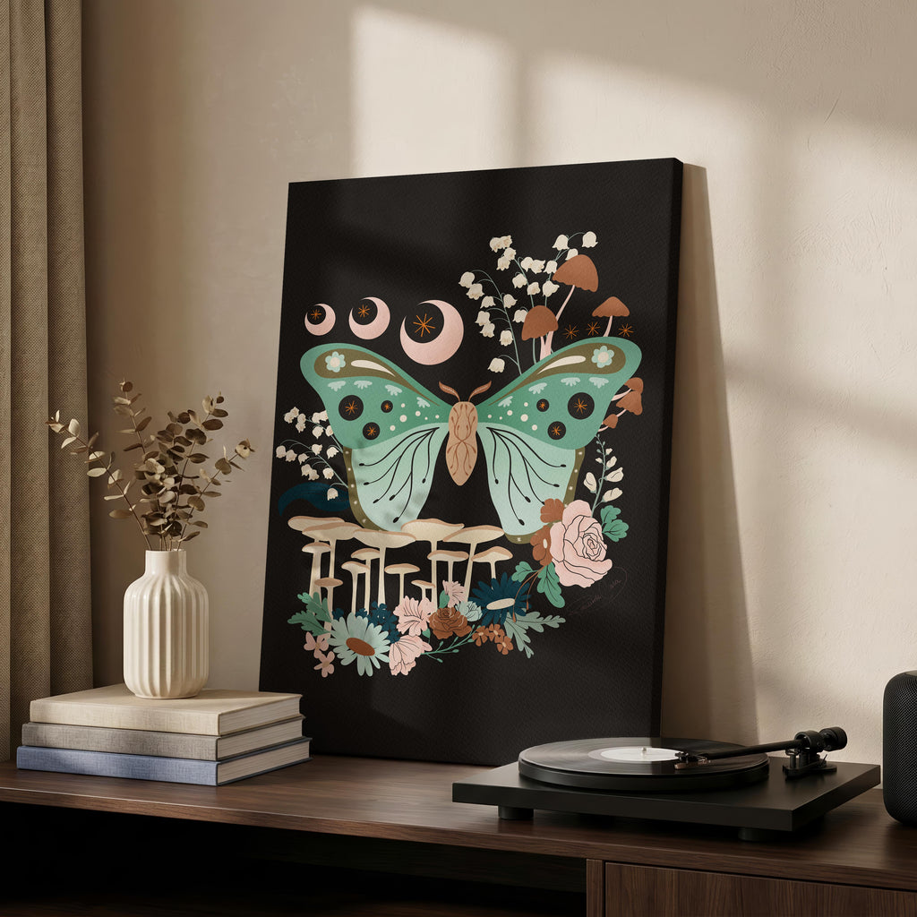 Lunar Moth Grove - Rosalinde Clara - Framed Canvas Wall Art Print | House Prints