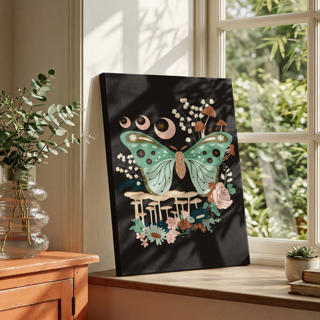 Lunar Moth Grove - Rosalinde Clara - Framed Canvas Wall Art Print | House Prints