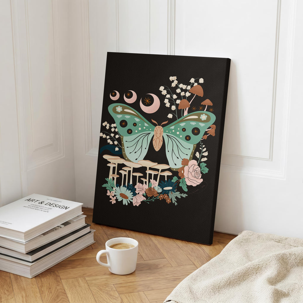 Lunar Moth Grove - Rosalinde Clara - Framed Canvas Wall Art Print | House Prints