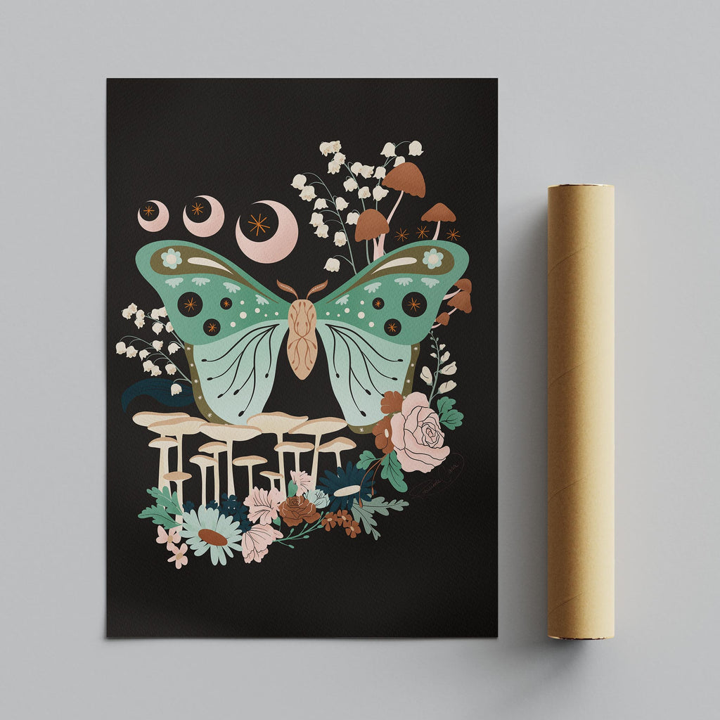Lunar Moth Grove - Rosalinde Clara - Rolled Poster Wall Art Print | House Prints