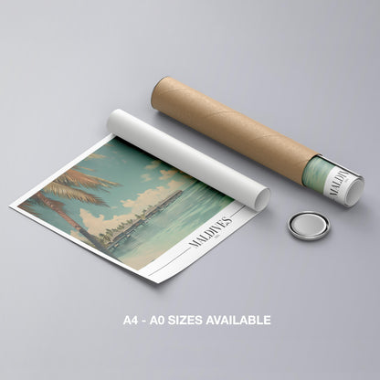 Paradise Maldives Beach World Travel - Rolled Poster Art Print - House Prints