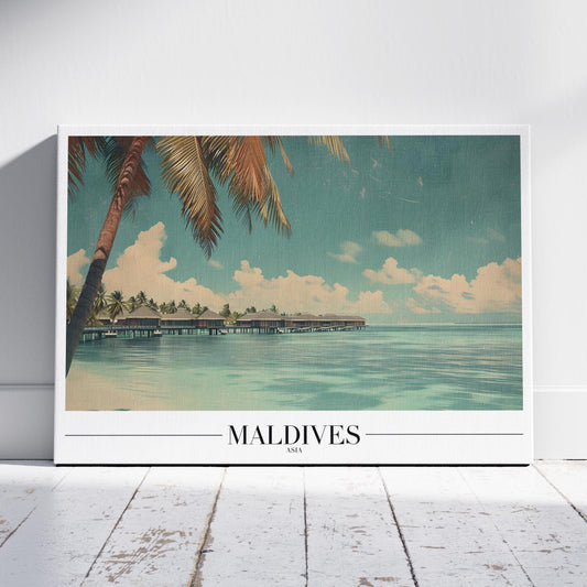 Paradise Maldives Beach World Travel - Framed Canvas Wall Art Print - House Prints