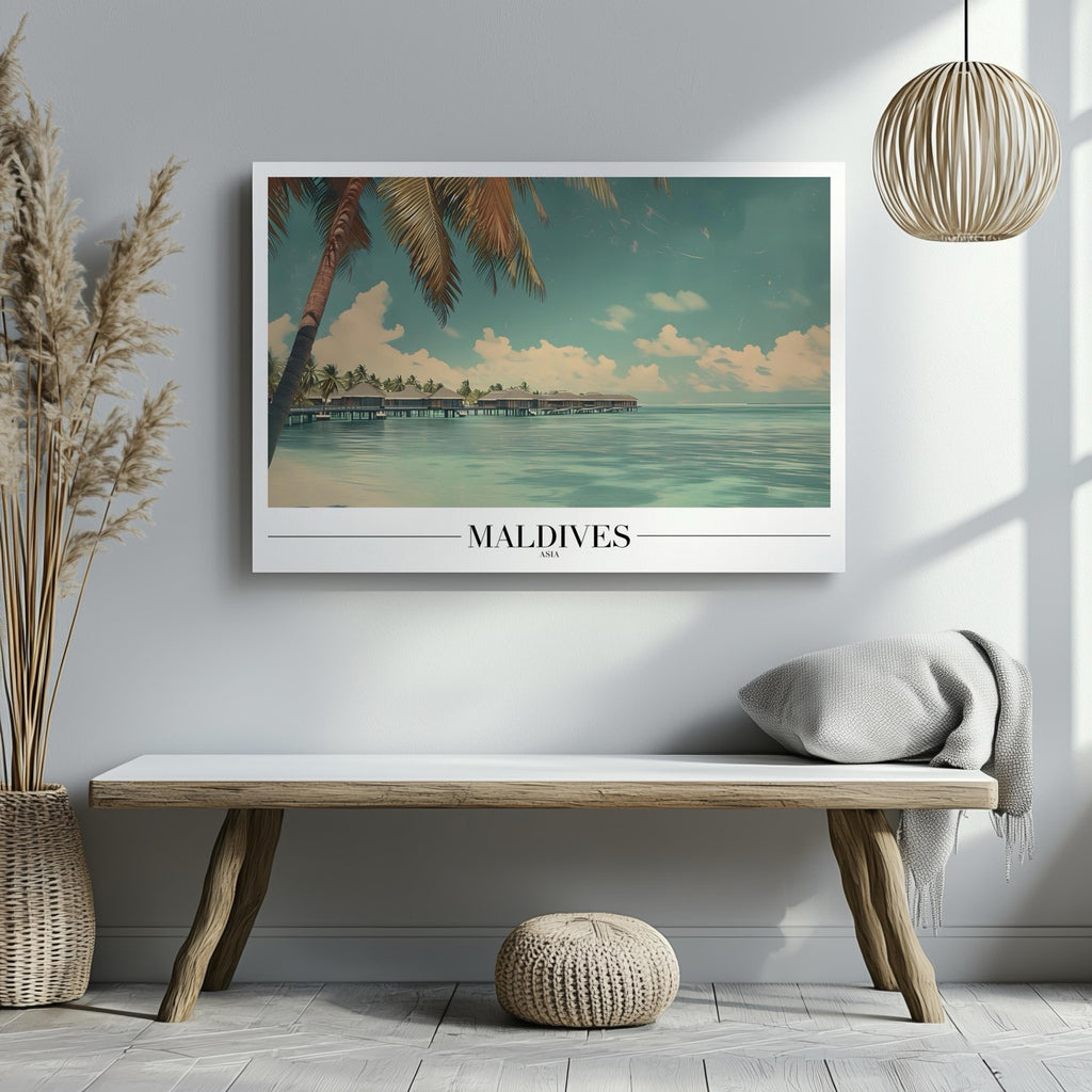 Paradise Maldives Beach World Travel - Framed Canvas Wall Art Print | House Prints