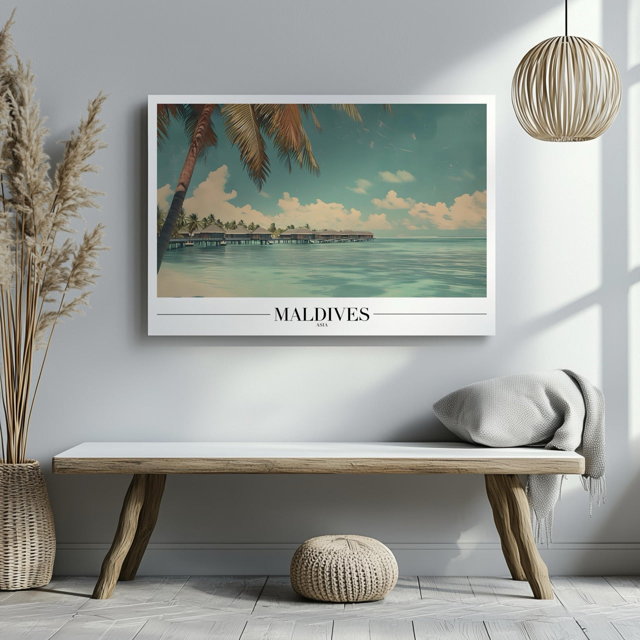 Paradise Maldives Beach World Travel - Framed Canvas Wall Art Print | House Prints