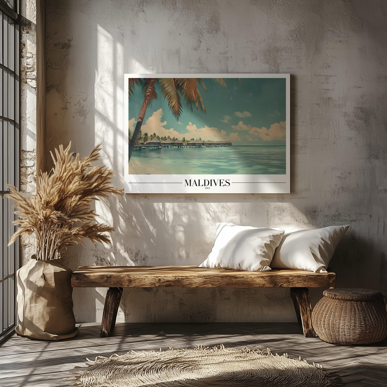 Paradise Maldives Beach World Travel - Framed Canvas Wall Art Print | House Prints