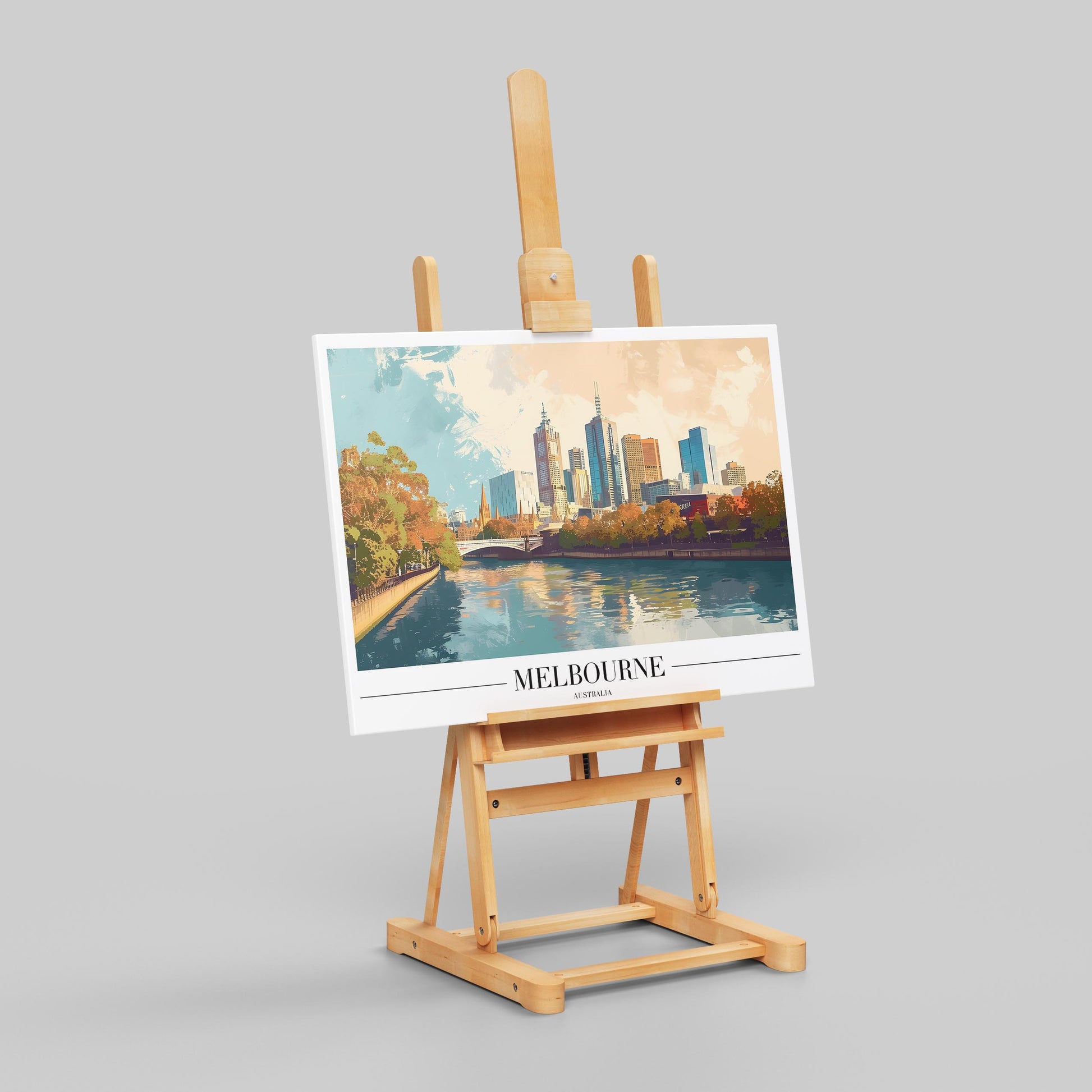 Melbourne Australia City World Travel - Framed Canvas Wall Art Print - House Prints
