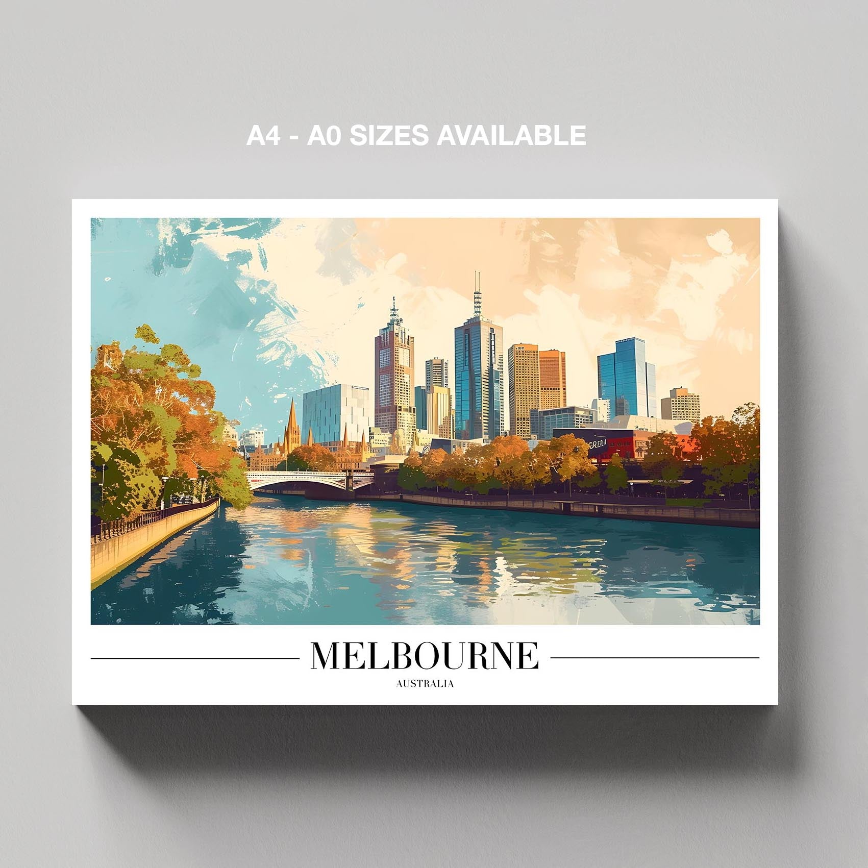 Melbourne Australia City World Travel - Framed Canvas Wall Art Print - House Prints