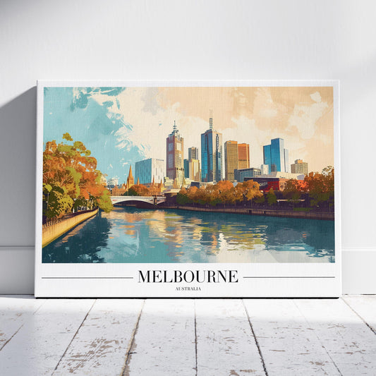 Melbourne Australia City World Travel - Framed Canvas Wall Art Print - House Prints
