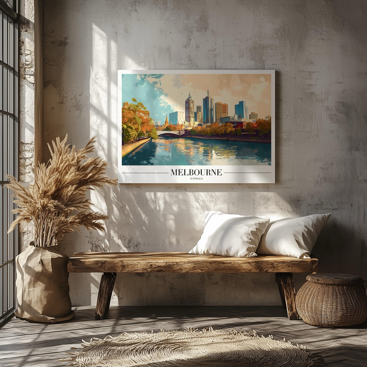Melbourne Australia City World Travel - Framed Canvas Wall Art Print - House Prints