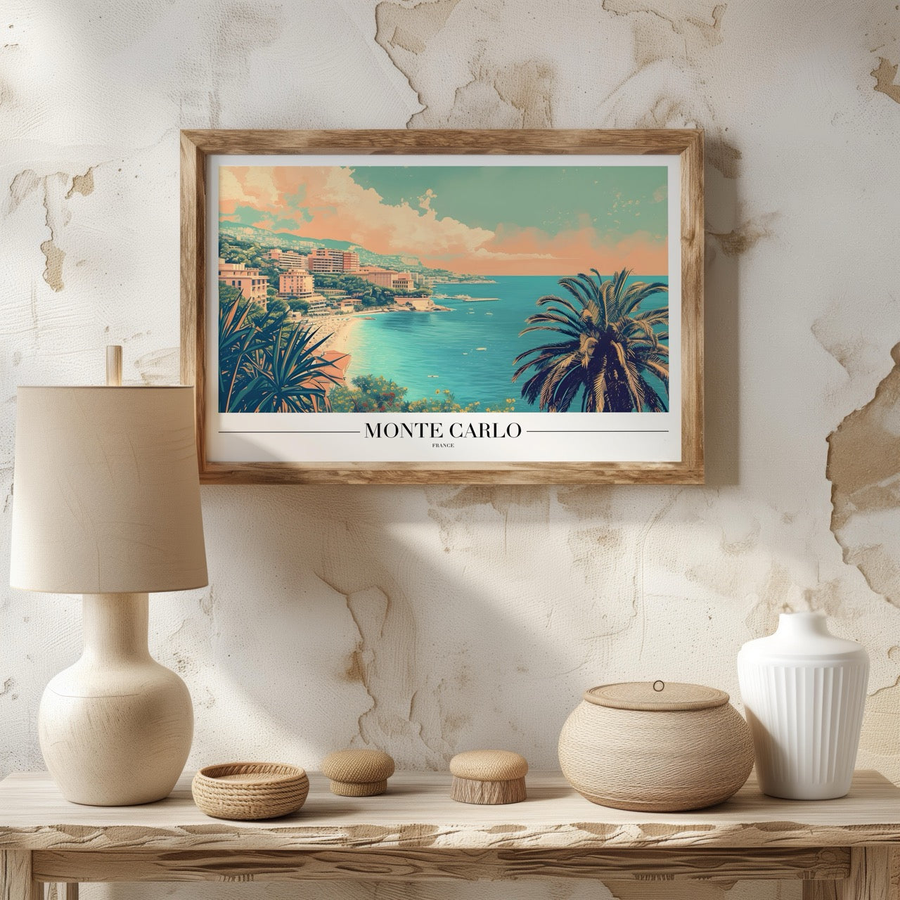 Serene Monte Carlo Beach World Travel - Rolled Poster Art Print - House Prints