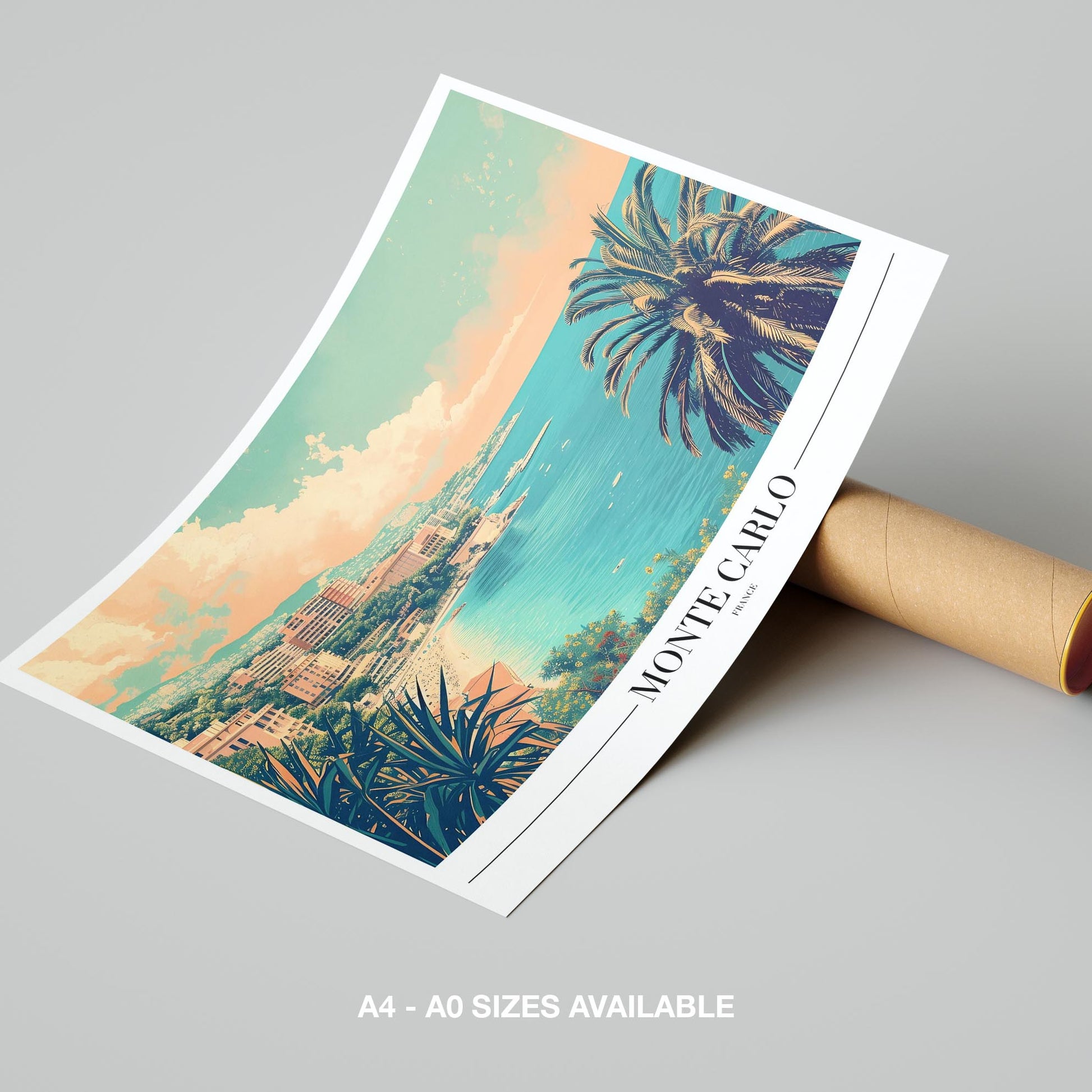 Serene Monte Carlo Beach World Travel - Rolled Poster Art Print - House Prints