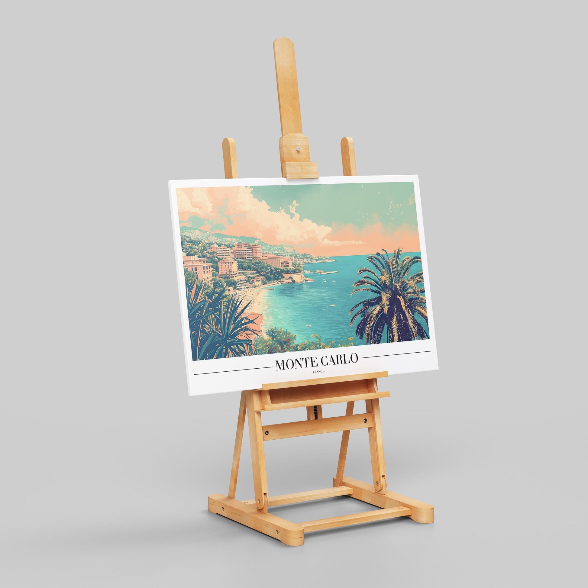 Serene Monte Carlo Beach World Travel - Framed Canvas Wall Art Print - House Prints