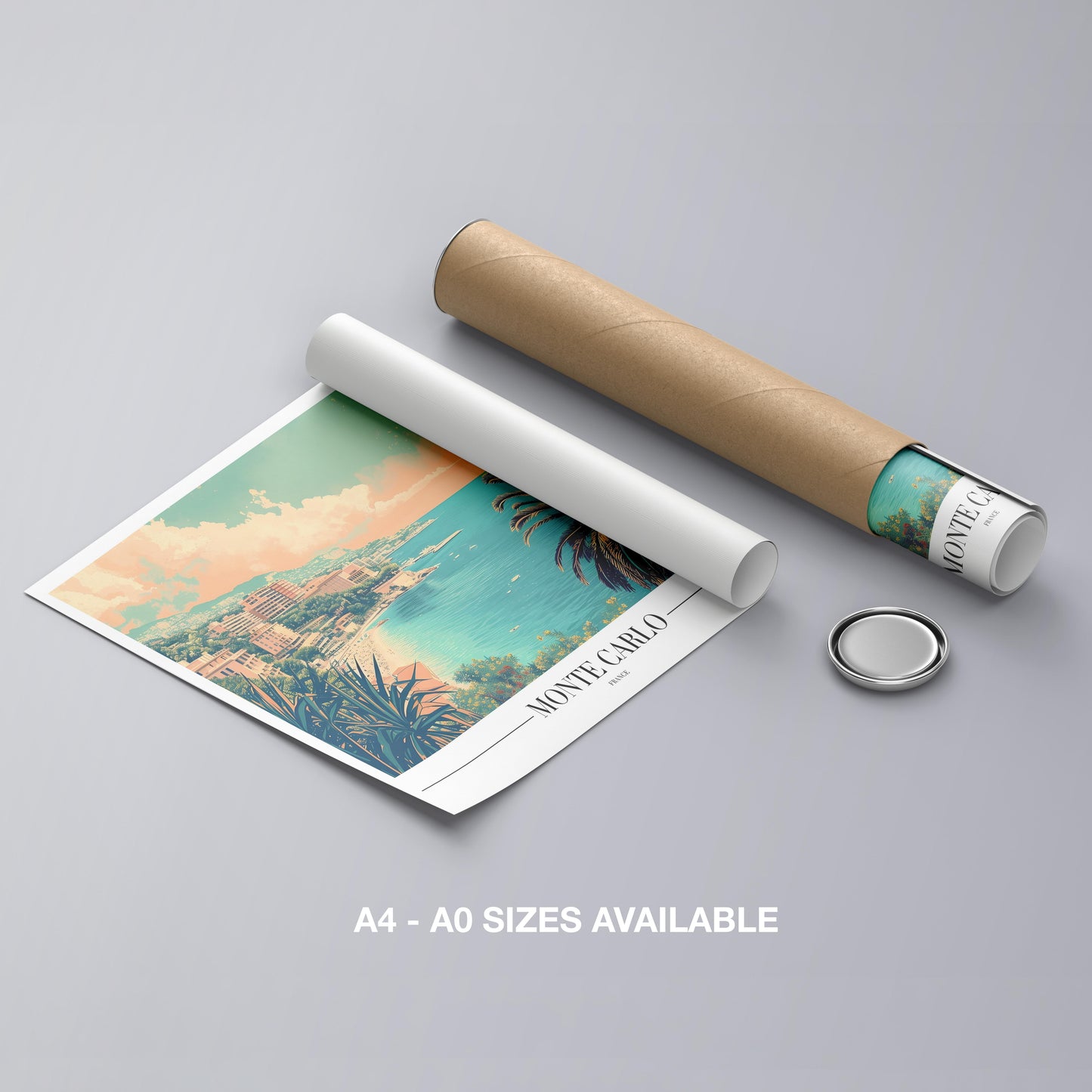Serene Monte Carlo Beach World Travel - Rolled Poster Art Print - House Prints