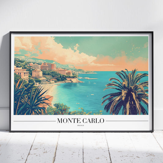 Serene Monte Carlo Beach World Travel - Rolled Poster Art Print - House Prints