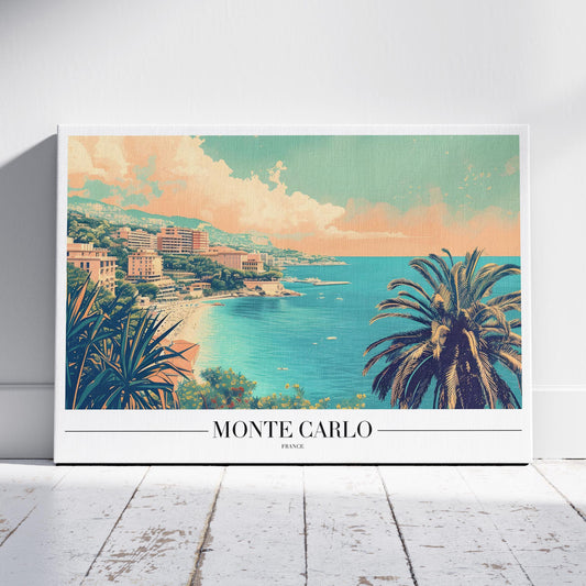 Serene Monte Carlo Beach World Travel - Framed Canvas Wall Art Print - House Prints