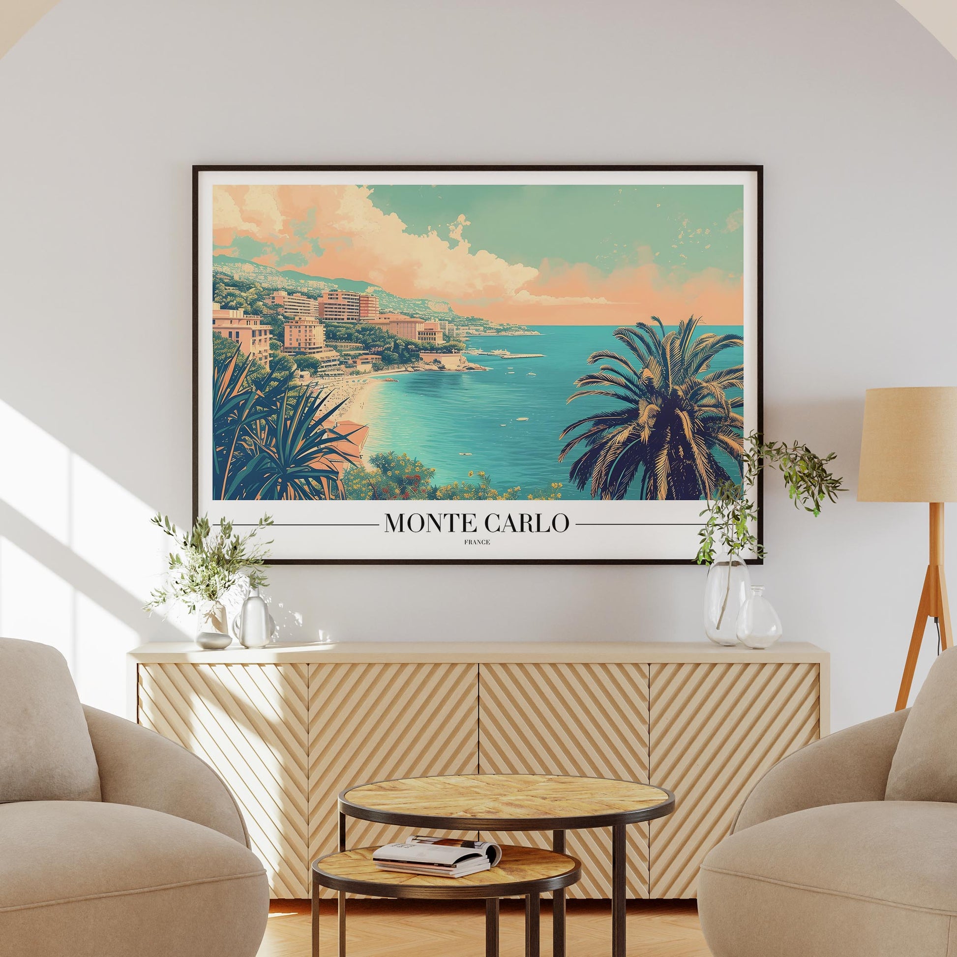 Serene Monte Carlo Beach World Travel - Rolled Poster Art Print - House Prints