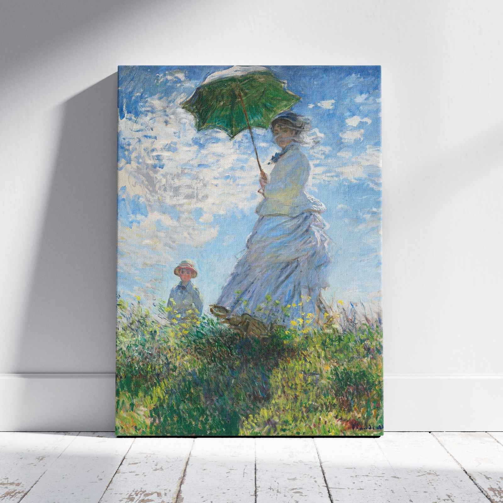 Madame Monet and Her Son - Claude Monét - Framed Canvas Wall Art Print - House Prints
