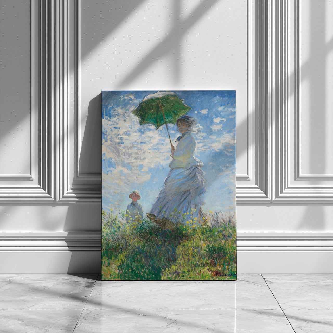 Madame Monet and Her Son - Claude Monét - Framed Canvas Wall Art Print - House Prints