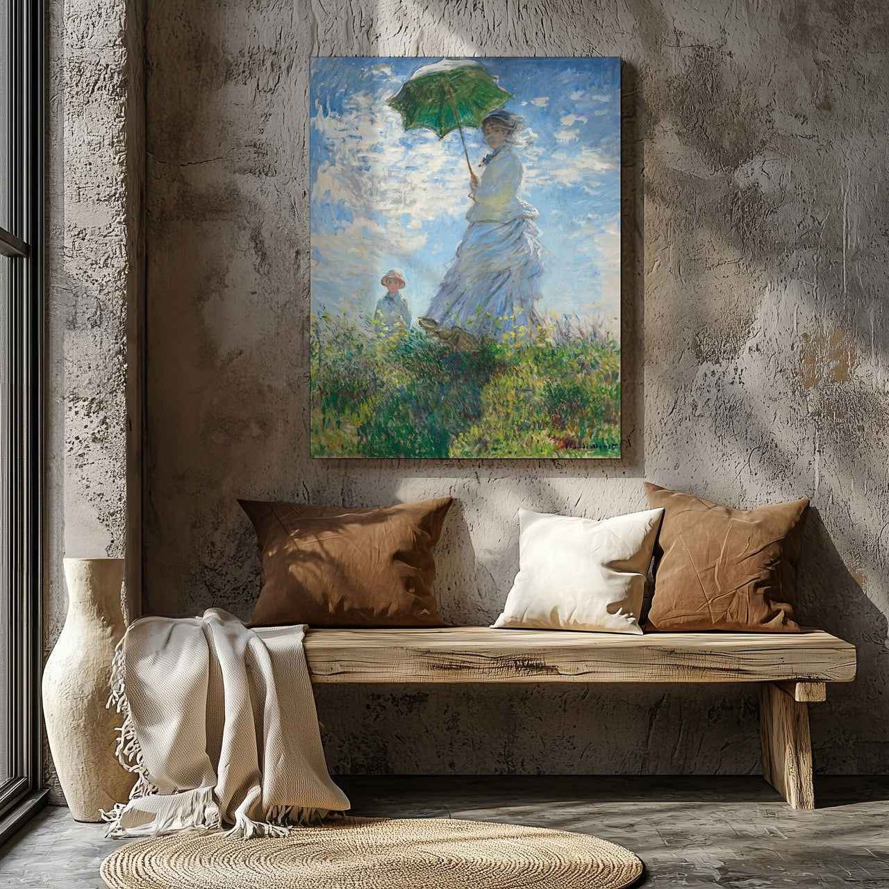 Madame Monet and Her Son - Claude Monét - Framed Canvas Wall Art Print - House Prints