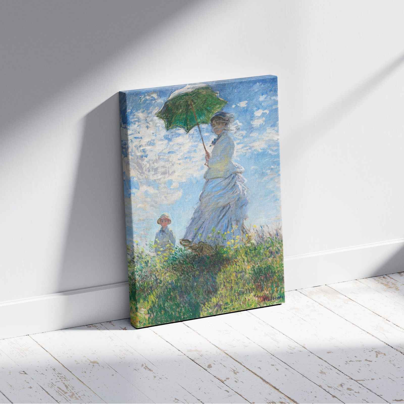 Madame Monet and Her Son - Claude Monét - Framed Canvas Wall Art Print - House Prints