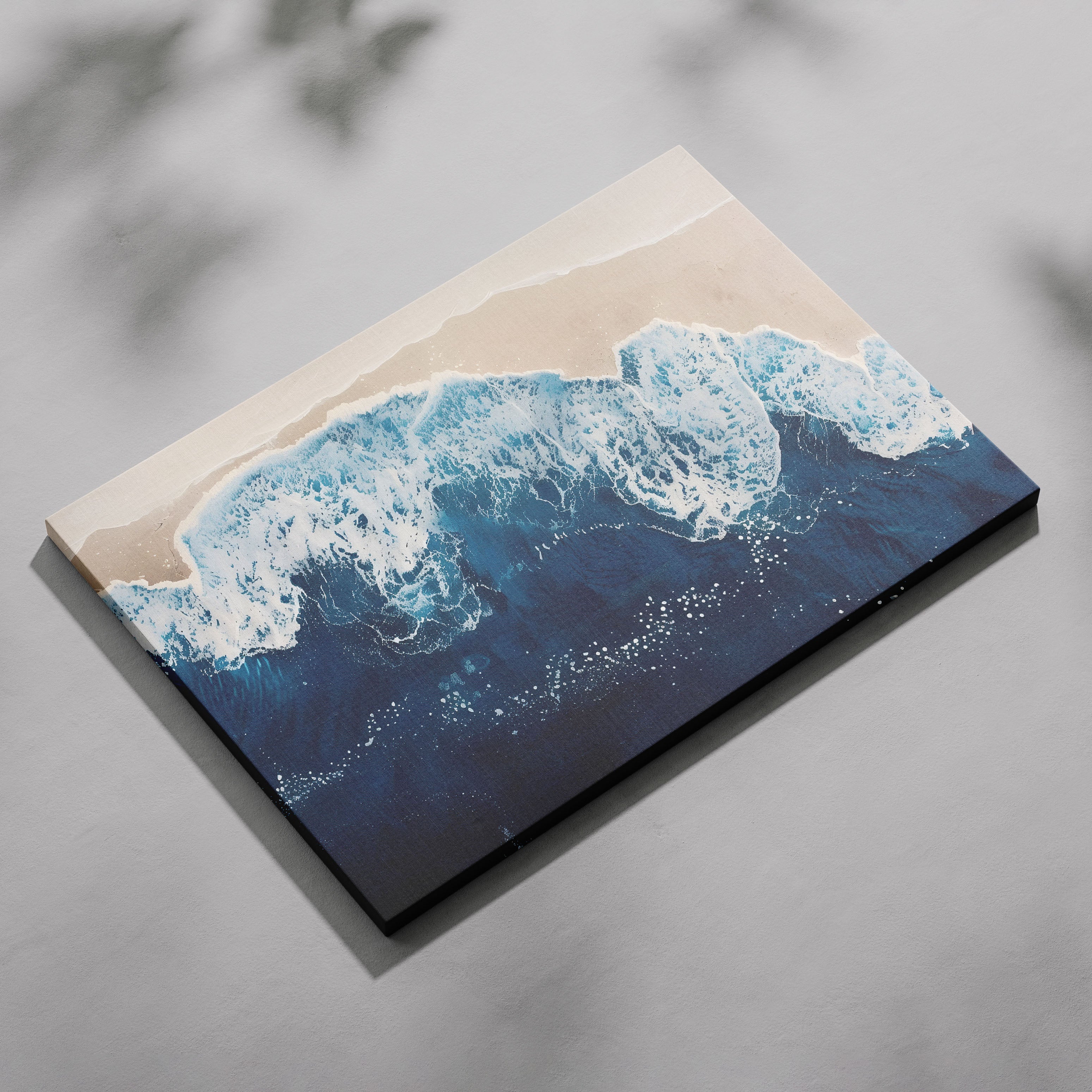 Majestic Waves Meeting Shoreline - Framed Canvas Wall Art Print | House Prints