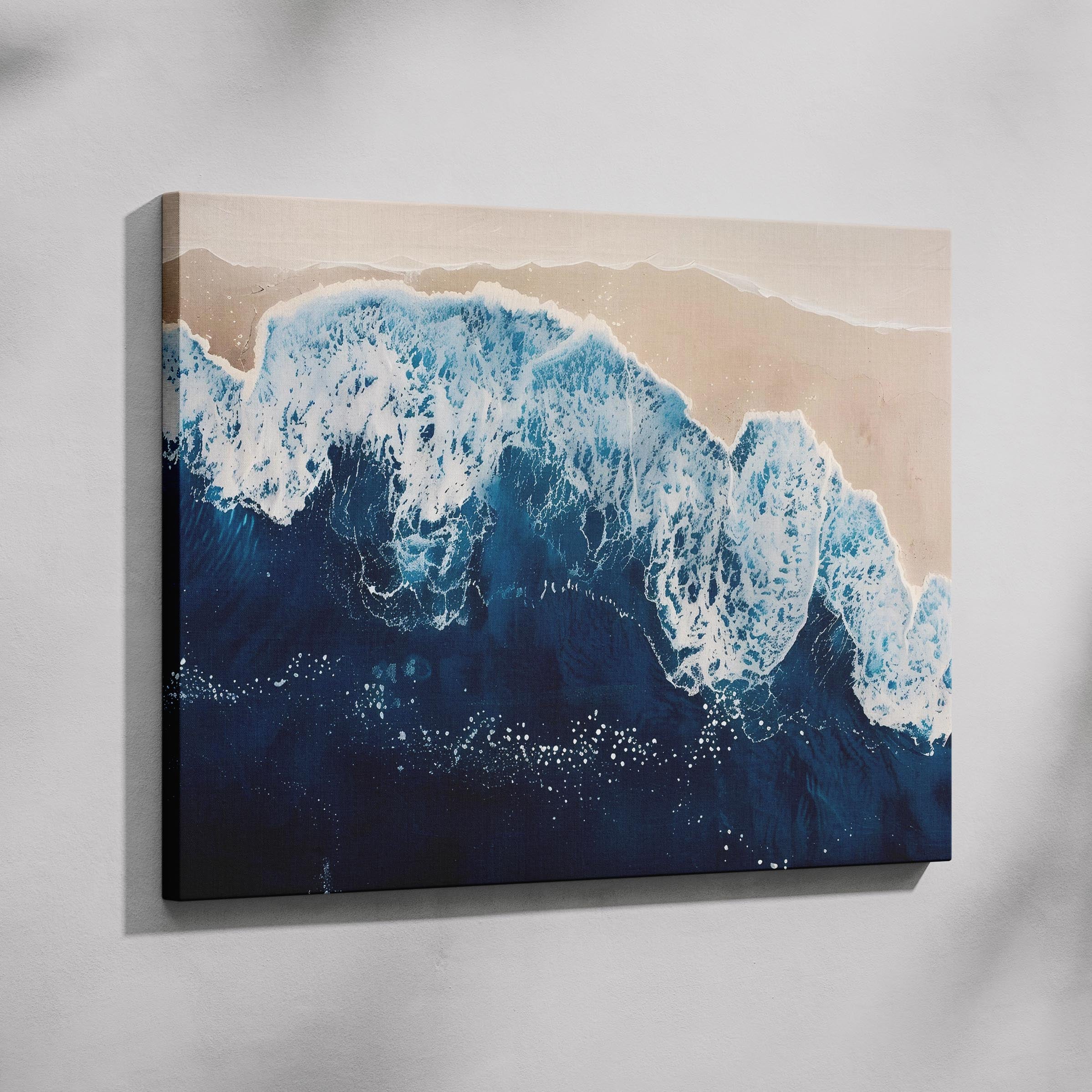 Majestic Waves Meeting Shoreline - Framed Canvas Wall Art Print | House Prints