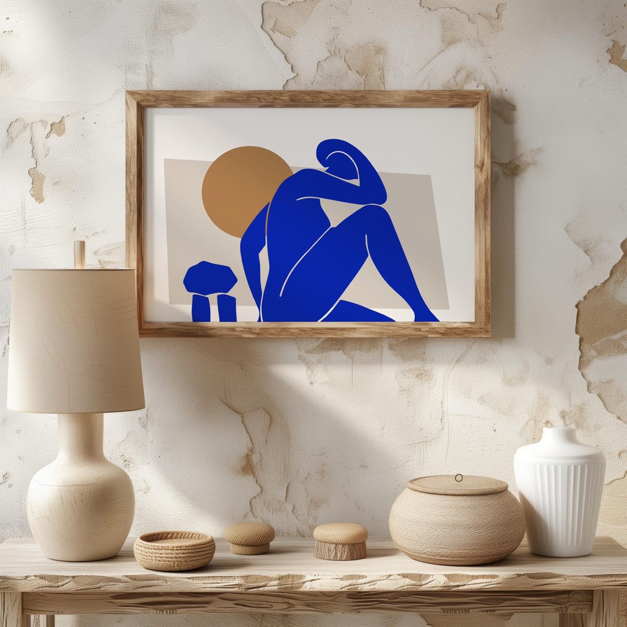 Minimalist Abstract Bold Blue Figure - Rolled Poster Wall Art Print | House Prints
