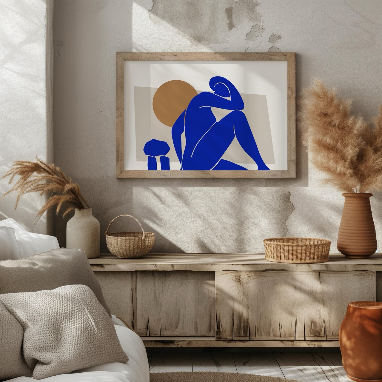 Minimalist Abstract Bold Blue Figure - Rolled Poster Wall Art Print | House Prints