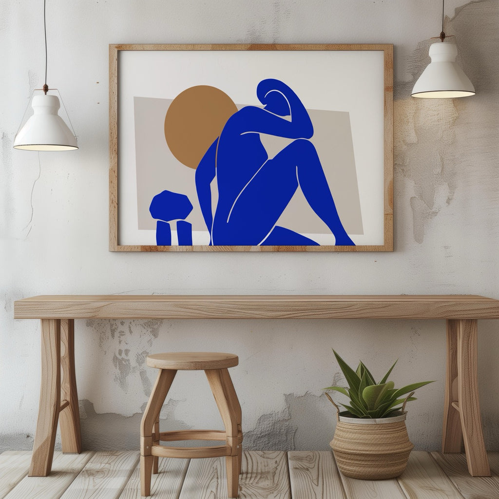 Minimalist Abstract Bold Blue Figure - Rolled Poster Wall Art Print | House Prints