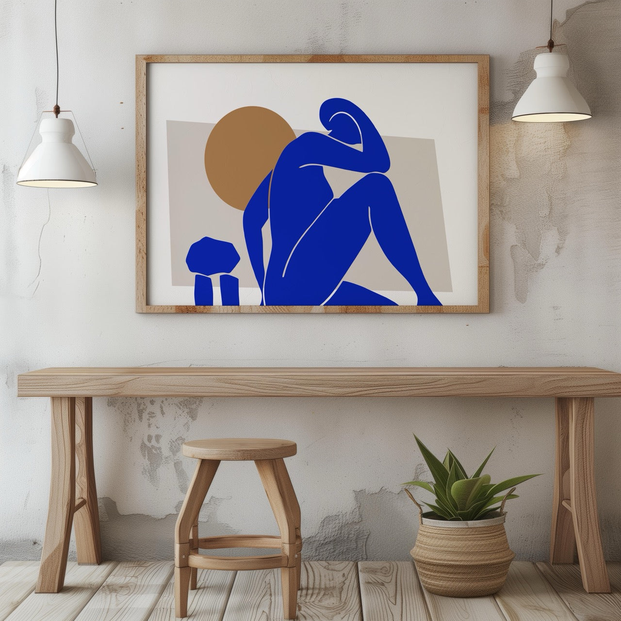 Minimalist Abstract Bold Blue Figure - Rolled Poster Wall Art Print | House Prints