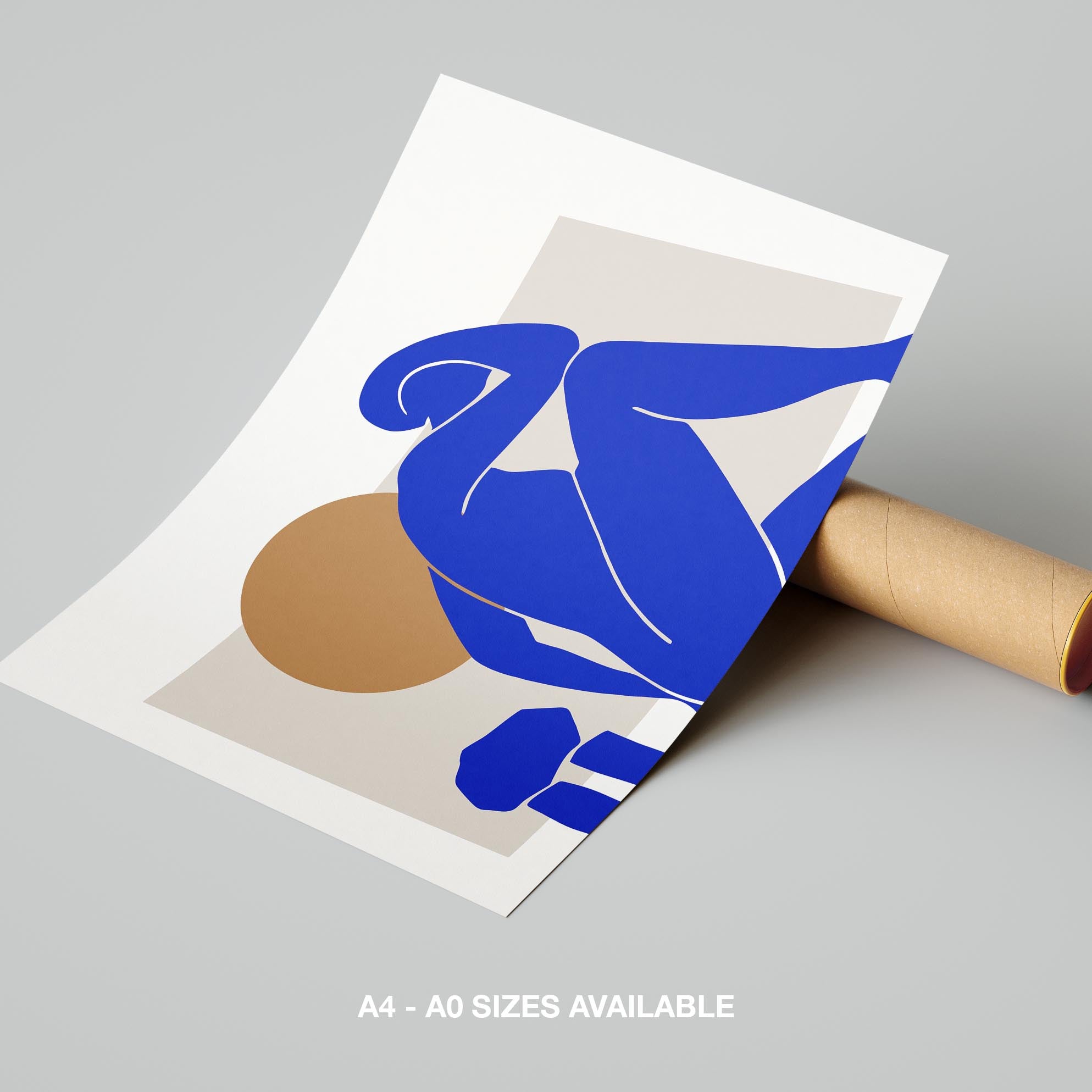 Minimalist Abstract Bold Blue Figure - Rolled Poster Wall Art Print | House Prints